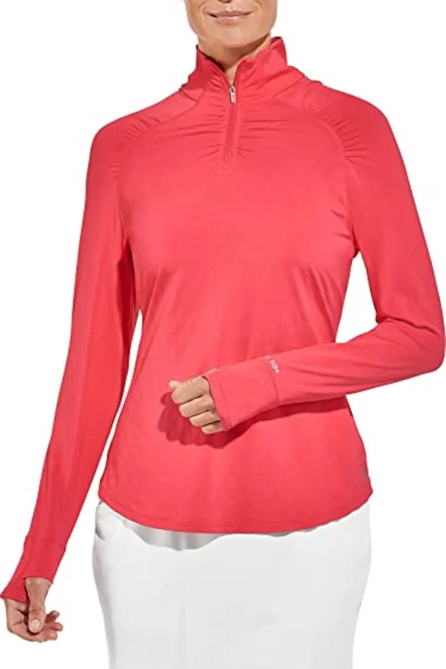 Coolibar UPF 50+ Arabella Quarter-Zip Sun Protective Size XL Diamond Pattern